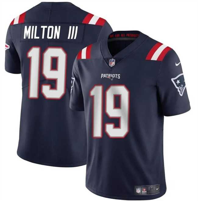 Men & Women & Youth New England Patriots #19 Joe Milton III Navy 2024 Vapor Limited Football Stitched Jersey